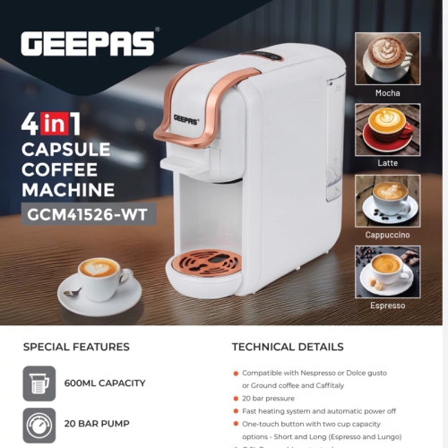 نسپرسو ساز چهار کاره جیپاس مدل GCM41526-WT